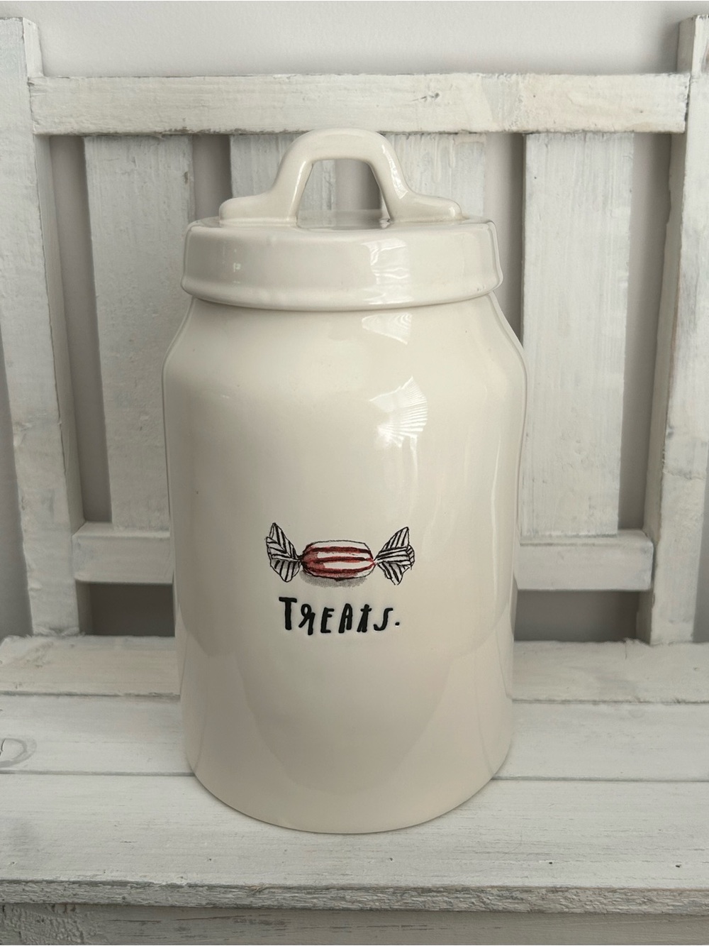Rae Dunn Peppermint Treats Canister